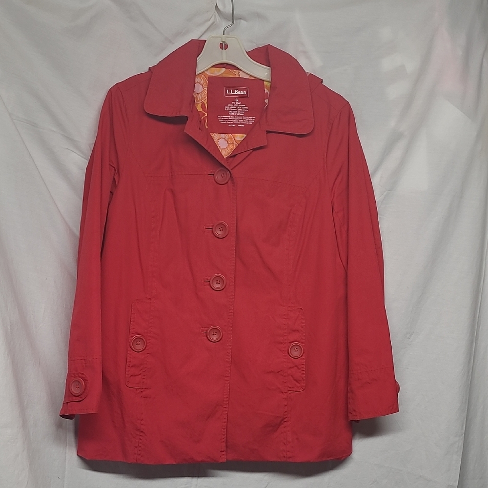 L.L. Bean Women's Bright Red Button-Front Trench Coat